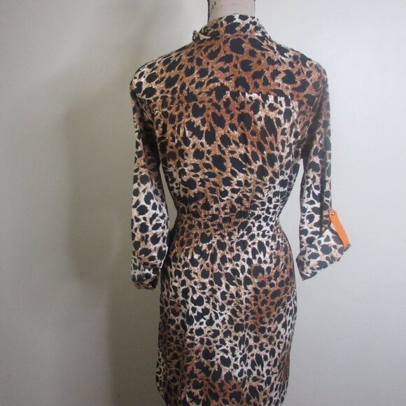 Olive & Oak Animal Print Dress M Orange Belt - Picture 10 of 12